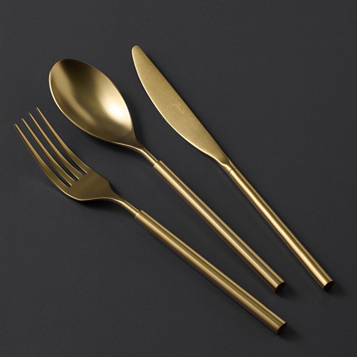 Jumbo 6000 Roller Full Mat Titanyum Gold 12 Kişilik 84 Parça Çatal Kaşık Bıçak Takımı