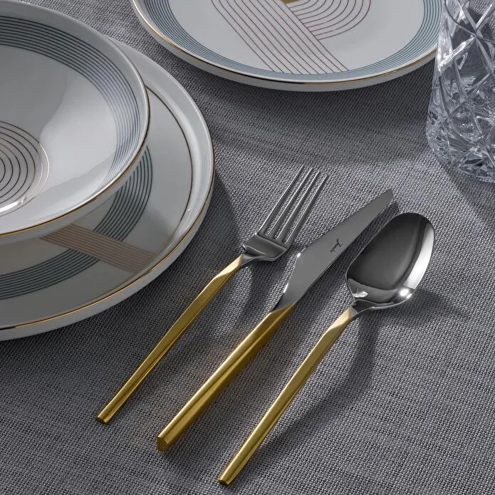 Jumbo 5100 Quartz Mat Altın 12 Kişilik 84 Parça Çatal Kaşık Bıçak Takımı