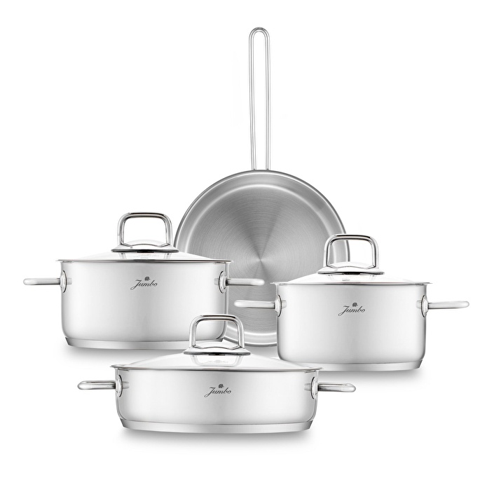 Jumbo Palermo 7 Parça İndüksiyon Tabanlı Çelik Tencere Seti