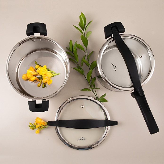 Jumbo Spark 8 Parça İndüksiyon Tabanlı Çelik Tencere Seti