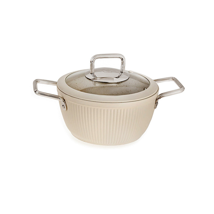 Jumbo Dublin Cream 7 Parça İndüksiyon Tabanlı Granit Tencere Seti