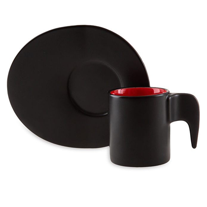 Jumbo Elefas Siyah-Kırmızı 2 Kişilik Fincan Takımı
