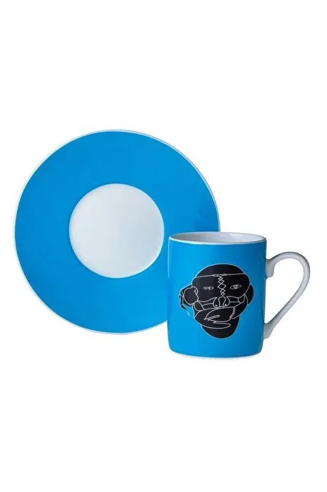 Jumbo X İstanbul Modern Horasan-İsimsiz Mavi 2 Kişilik Kahve Fincan Takımı
