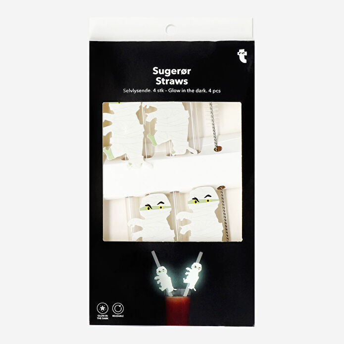 Flying Tiger Copenhagen 4'lü Karanlıkta Parlayan Mumyalı Pipet Seti