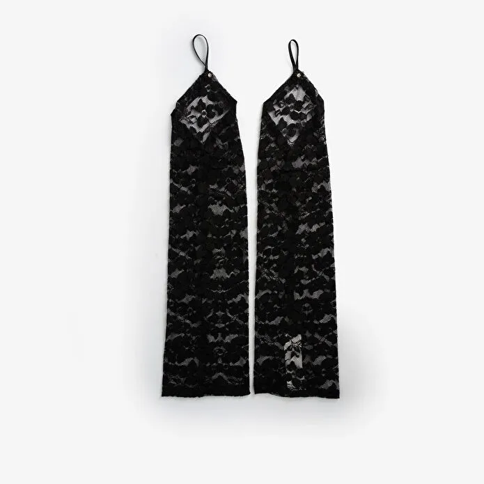 Flying Tiger Copenhagen Gotik Temalı Siyah Uzun Nakışlı Eldiven