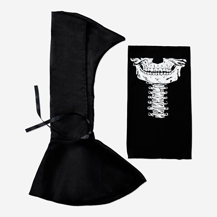 Flying Tiger Copenhagen Siyah Pelerin ve İskeletli Bandana Seti