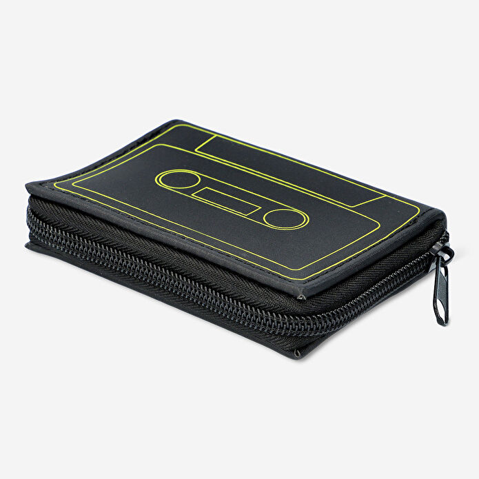 Flying Tiger Copenhagen Kaset Desenli Siyah Cüzdan