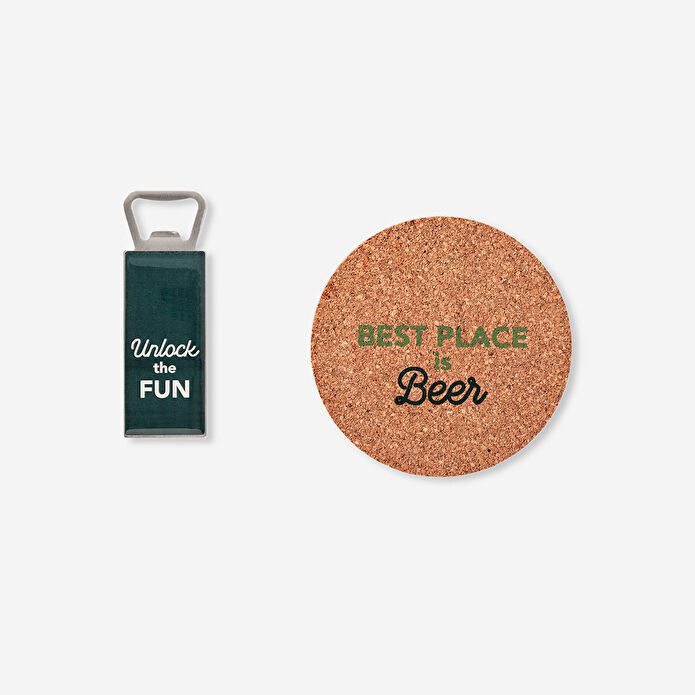 Flying Tiger Copenhagen Büyük Cam Bira Bardağı Bardak Altlığı ve Açacak Seti