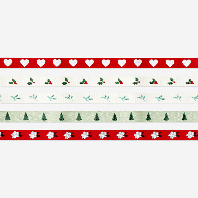 Flying Tiger Copenhagen 5'li Yılbaşı Temalı Çiçekli Ağaçlı Pamuklu Kurdele Seti