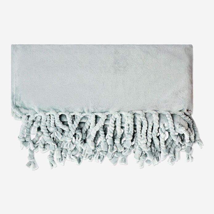 Flying Tiger Copenhagen Püsküllü Mavi TV Battaniyesi 150 cm x 120 cm