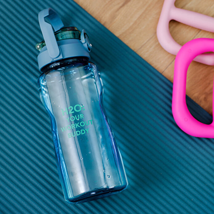 Flying Tiger Copenhagen Motivasyon Sloganlı Mavi Matara 2 L