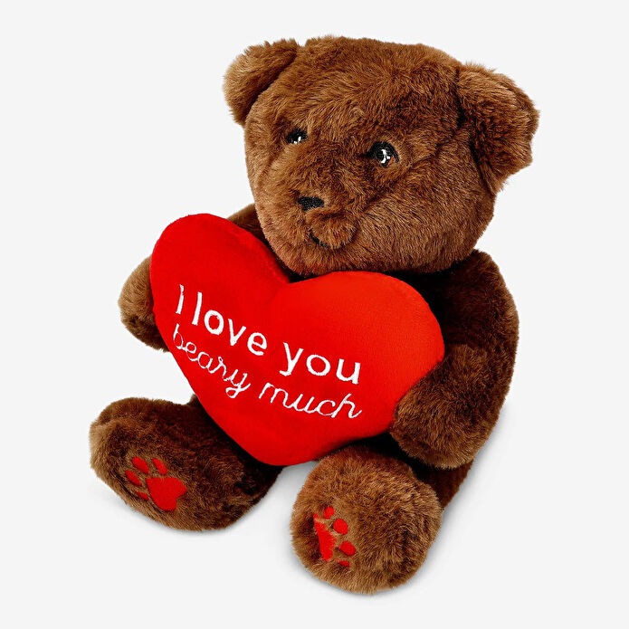 Flying Tiger Copenhagen Kırmızı Kalpli Kahverengi Peluş Ayıcık