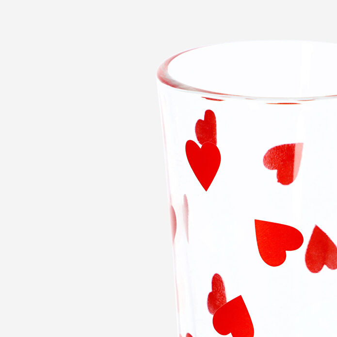 Flying Tiger Copenhagen Kırmızı Kalpli Cam Su Bardağı 220 ml