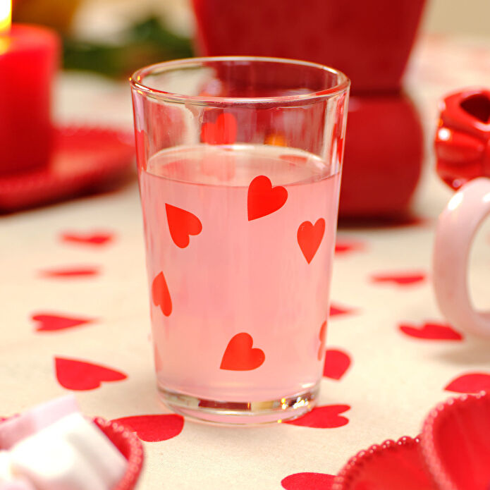 Flying Tiger Copenhagen Kırmızı Kalpli Cam Su Bardağı 220 ml