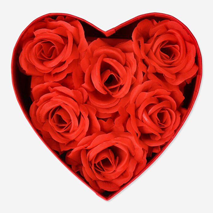 Flying Tiger Copenhagen Kırmızı Kalp Kutuda 6'lı Yapay Gül Seti