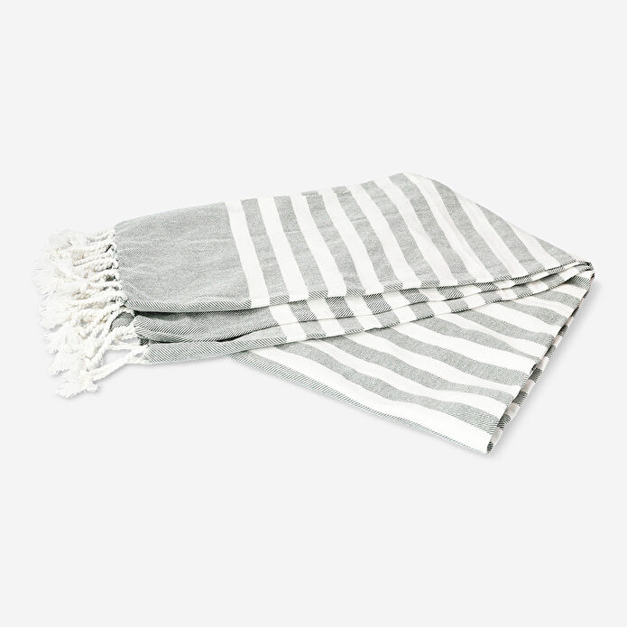 Flying Tiger Copenhagen Açık Yeşil Çizgili Pamuklu Peştemal 70 cm x 150 cm