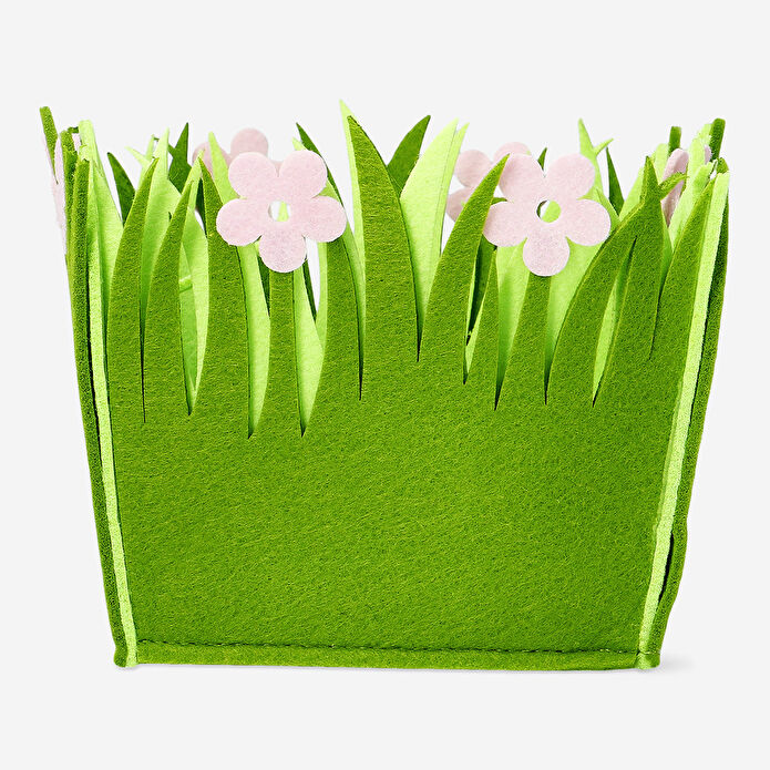 Flying Tiger Copenhagen Pembe Çiçekli Yeşil Büyük Keçe Sepet