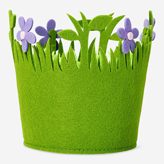 Flying Tiger Copenhagen Mor Çiçekli Yeşil Küçük Keçe Sepet