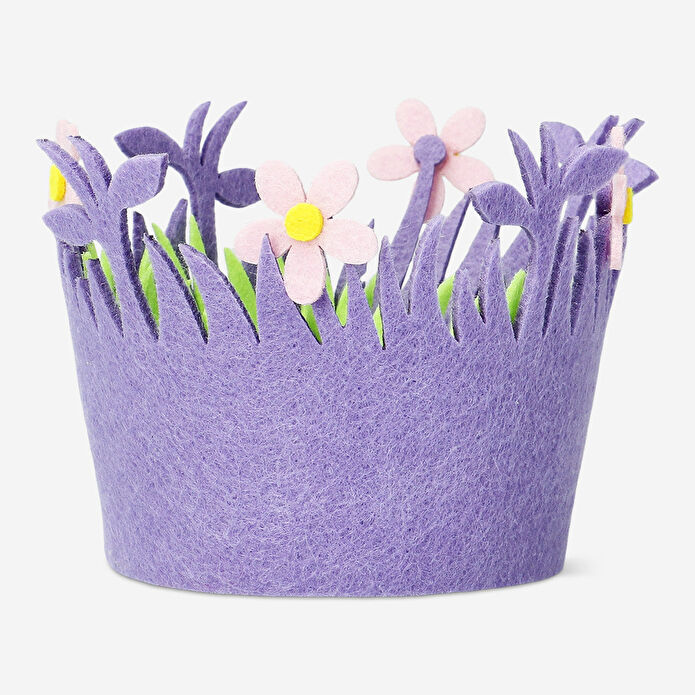 Flying Tiger Copenhagen Pembe Çiçekli Mor Küçük Keçe Sepet