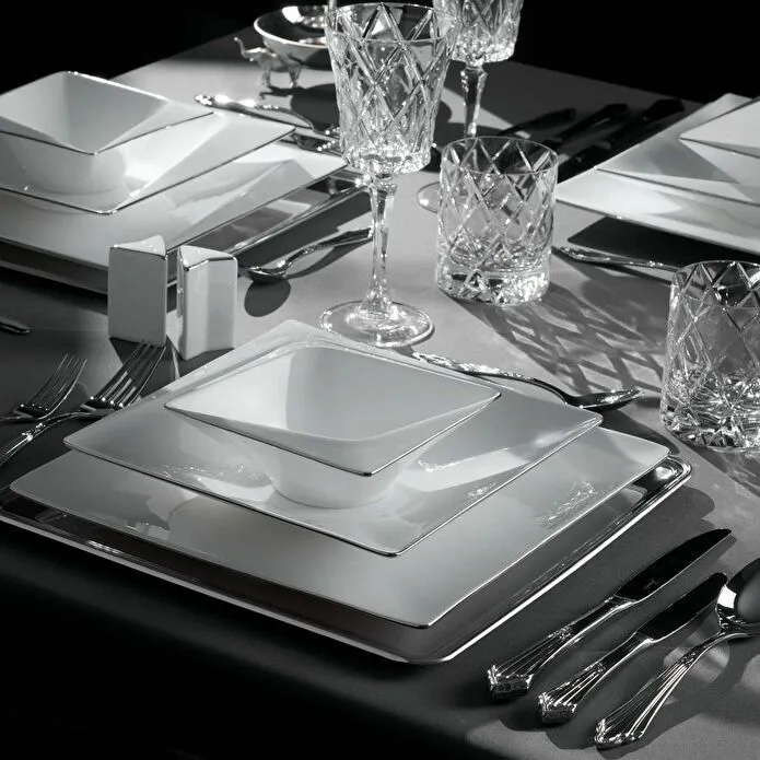Jumbo Fold Platin 58 Parça 12 Kişilik Kare Yemek Takımı