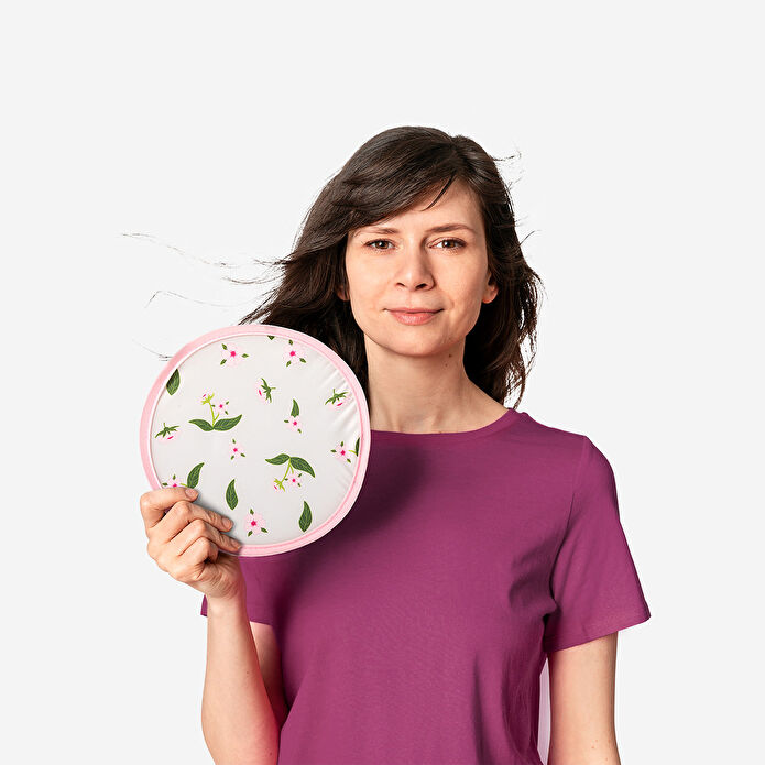 Flying Tiger Copenhagen Çiçek Desenli Çantalı Katlanabilir Yuvarlak Yelpaze