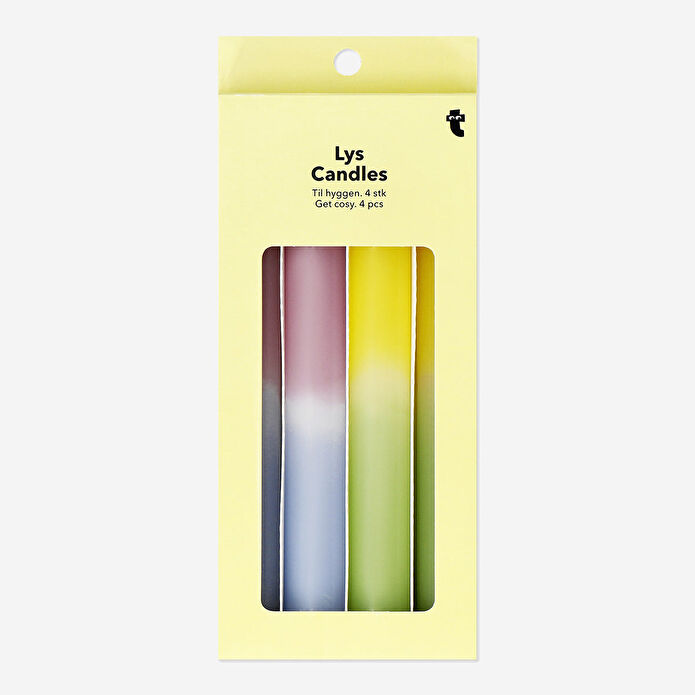 Flying Tiger Copenhagen 4'lü Çok Renkli Şamdan Mumu 20 cm