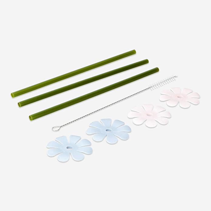 Flying Tiger Copenhagen Pastel Renkli Çiçek Detaylı Pipet Seti