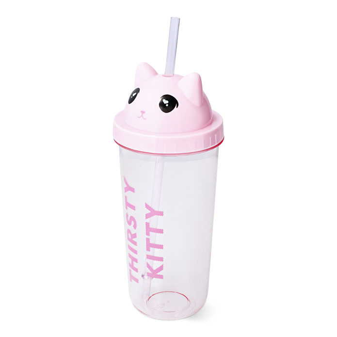 Flying Tiger Copenhagen Pipetli Kedi Detaylı Pembe Bardak