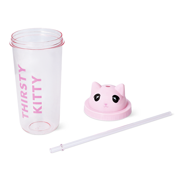 Flying Tiger Copenhagen Pipetli Kedi Detaylı Pembe Bardak