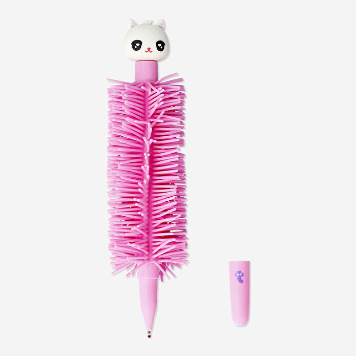 Flying Tiger Copenhagen Pembe Silikon Püsküllü Kedi Detaylı Tükenmez Kalem