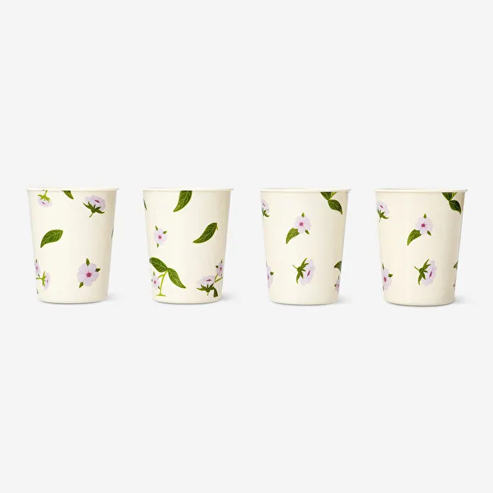 Flying Tiger Copenhagen 4'lü Kiraz Çiçeği Desenli Plastik Bardak Seti