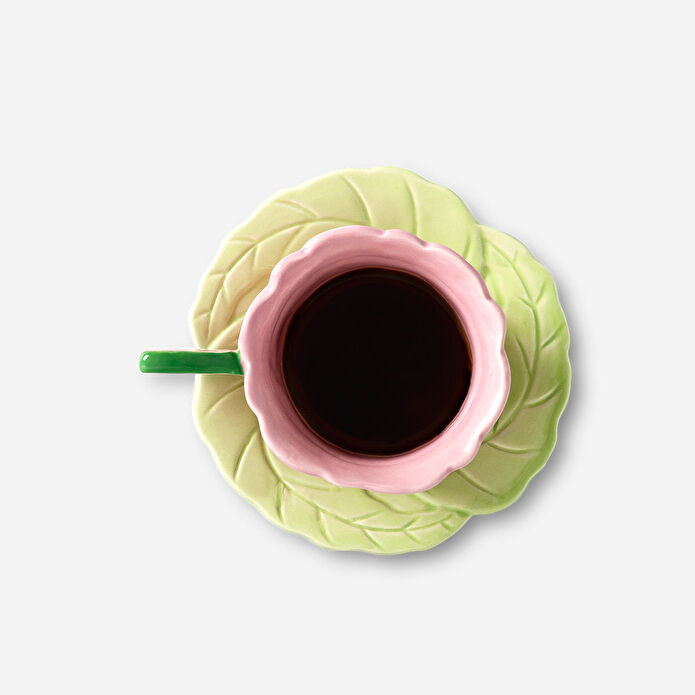 Flying Tiger Copenhagen Pembe Kelebek Detaylı Seramik Fincan Seti 110 ml