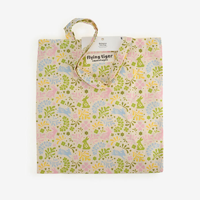 Flying Tiger Copenhagen Çiçekli Tavşan Desenli Bez Çanta