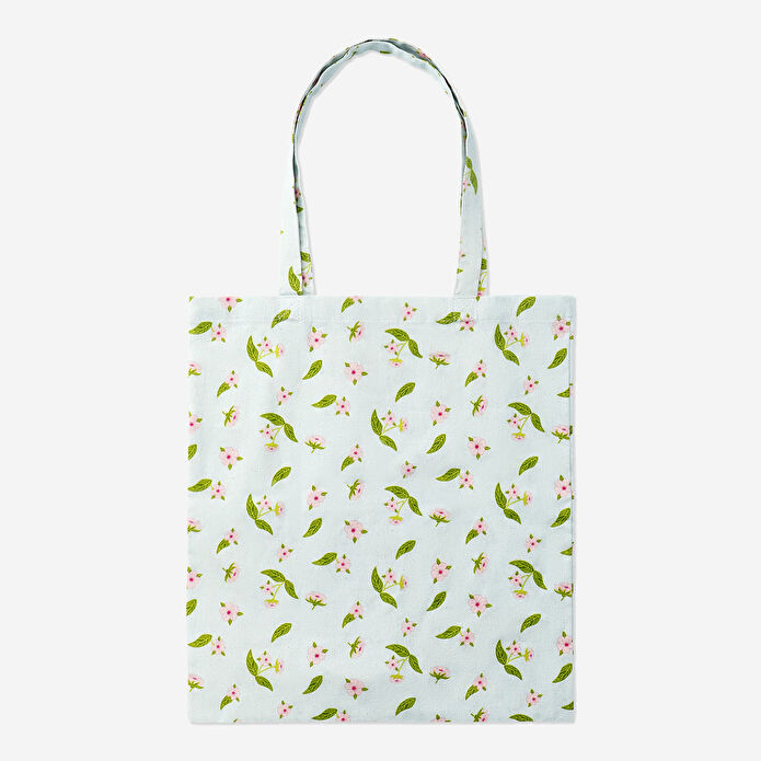 Flying Tiger Copenhagen Kiraz Çiçeği Desenli Mavi Bez Çanta