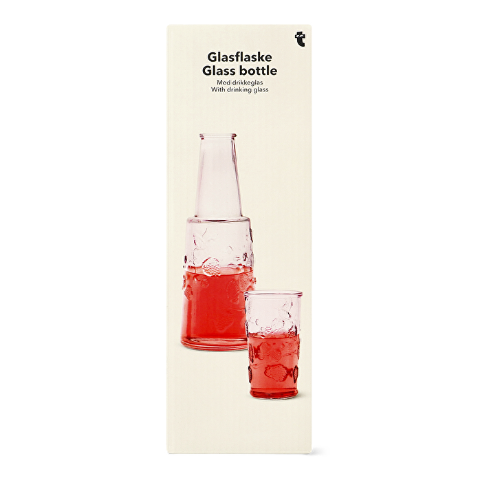 Flying Tiger Copenhagen Pembe Cam Bardaklı Baş Ucu Sürahisi