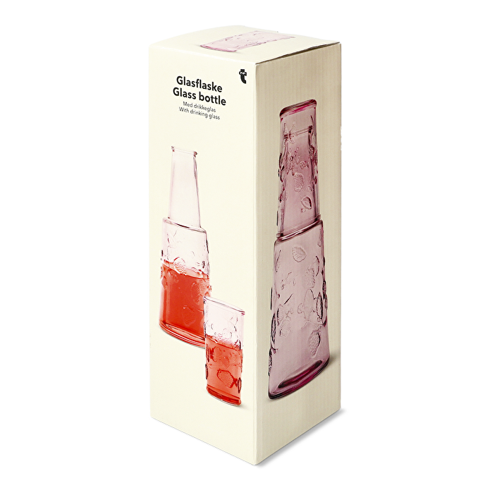 Flying Tiger Copenhagen Pembe Cam Bardaklı Baş Ucu Sürahisi