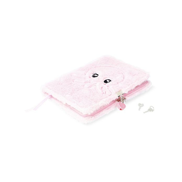 Flying Tiger Copenhagen Kilitli Ahtapot Desenli Pembe Peluş Defter A5