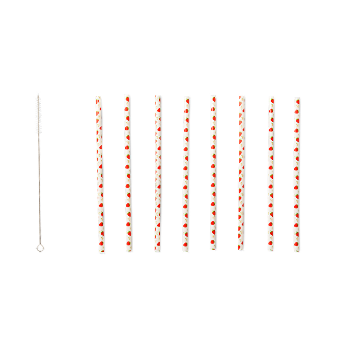 Flying Tiger Copenhagen 8'li Çilek Desenli Plastik Pipet
