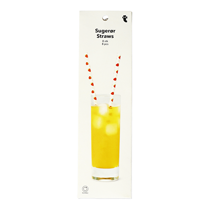 Flying Tiger Copenhagen 8'li Çilek Desenli Plastik Pipet