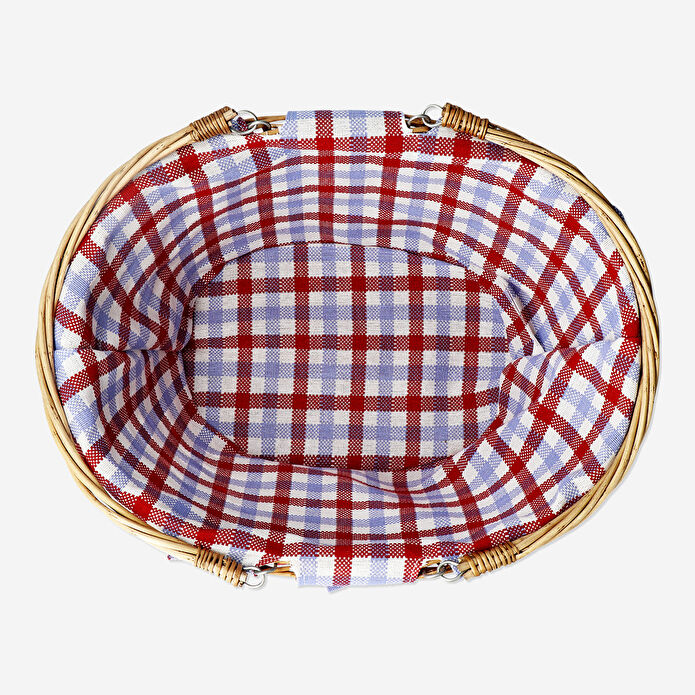 Flying Tiger Copenhagen Kırmızı Kareli Desenli Hasır Piknik Sepeti