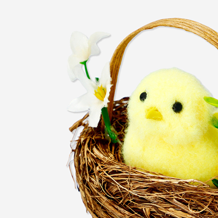 Flying Tiger Copenhagen Hasır Sepette Dekoratif Küçük Sarı Civciv