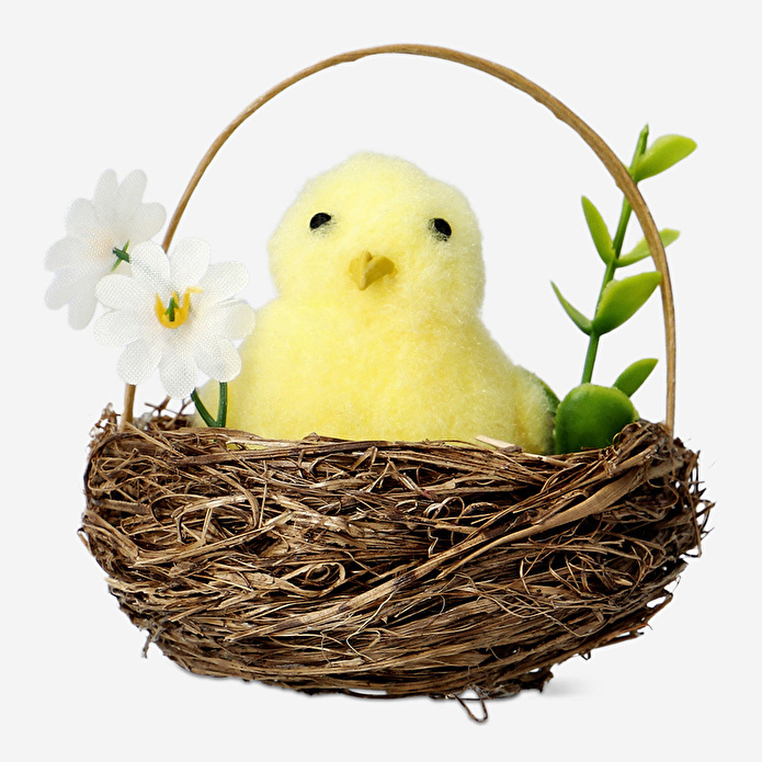 Flying Tiger Copenhagen Hasır Sepette Dekoratif Küçük Sarı Civciv