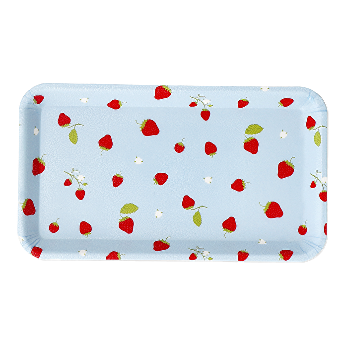 Flying Tiger Copenhagen Çilek Desenli Mavi Plastik Küçük Tepsi