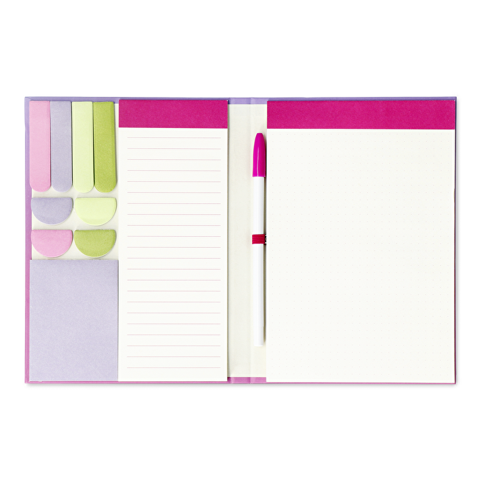 Flying Tiger Copenhagen Kalemli ve Yapışkan Not Kağıtlı Pembe Not Defteri Seti