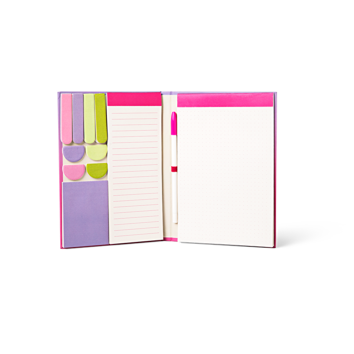 Flying Tiger Copenhagen Kalemli ve Yapışkan Not Kağıtlı Pembe Not Defteri Seti