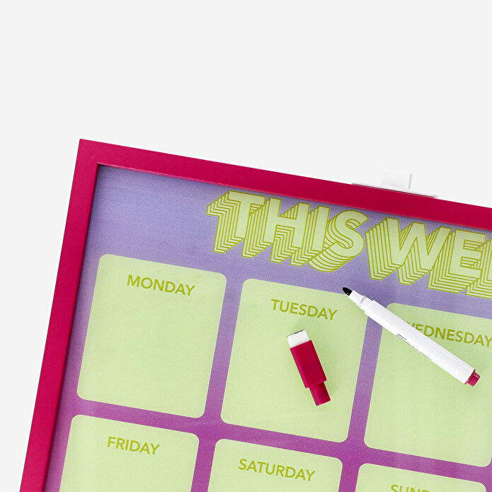 Flying Tiger Copenhagen Pembe Yeşil Çerçeveli Haftalık Planlayıcı