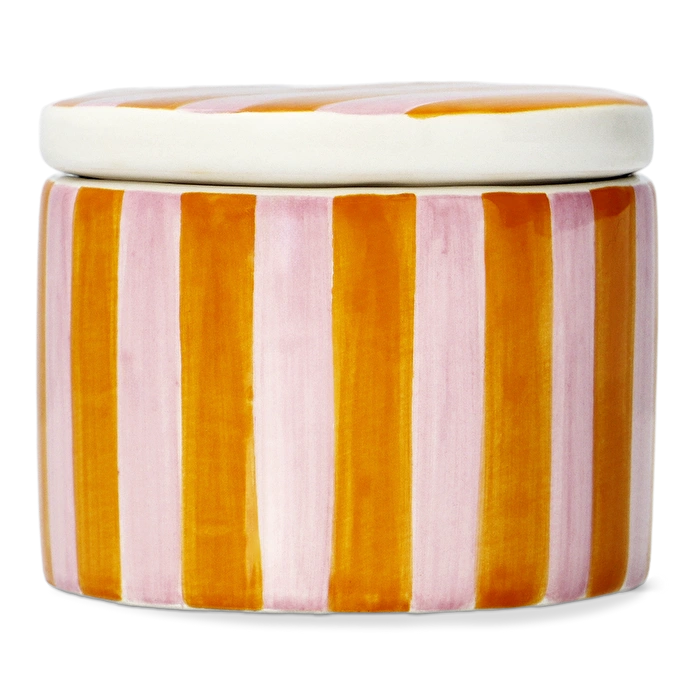 Flying Tiger Copenhagen Pembe Turuncu Kapaklı Seramik Kavanoz