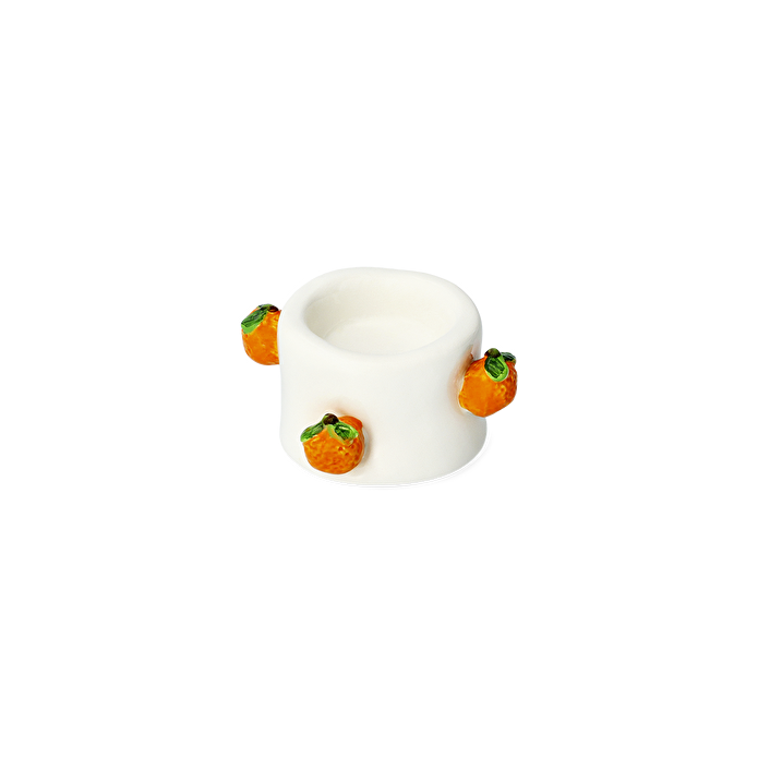 Flying Tiger Copenhagen Turuncu Portakal Detaylı Seramik Tealight Mumluk