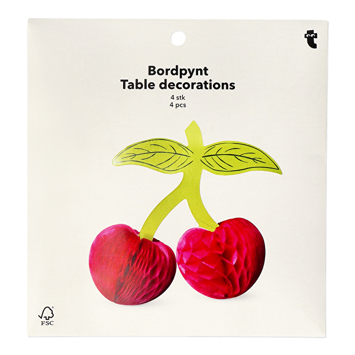 Flying Tiger Copenhagen 4'lü Kırmızı Kiraz Şeklinde Masa Dekorasyonu