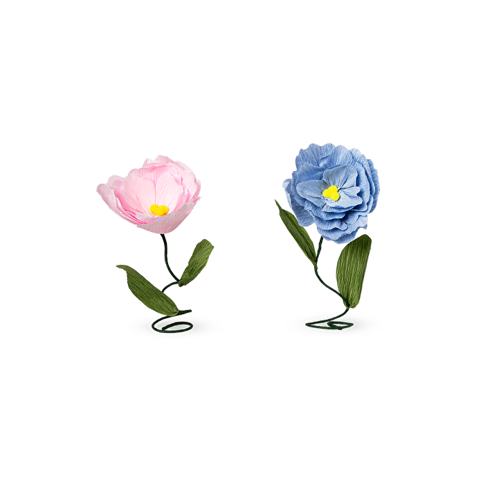 Flying Tiger Copenhagen 2'li Pembe Mavi Yaz Çiçekleri Pasta Dekorasyonu